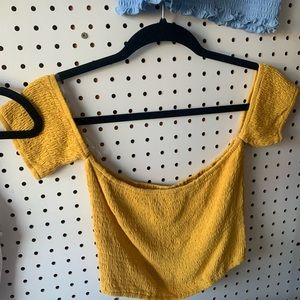 Yellow off the shoulder crop top